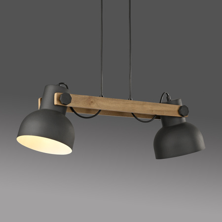 Lampa wisząca podwójna drewniana z metalowymi kloszami CUP 2.0 2xE27 Just Light 15742-18