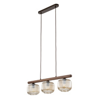 Lampa wisząca trzy szklane klosze na drewnianej belce SALVIA BROWN 3xE14 Tk Lighting 11069