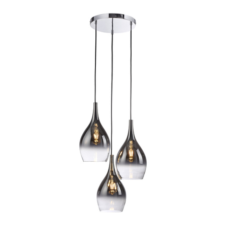 Potrójna lampa wisząca trzy zwisające klosze na chromowanym kole PILUA 3xE27 Paul Neuhaus 2062-17