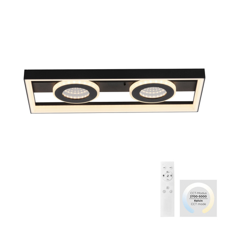 Czarna lampa sufitowa ramka LED TRAFORO Paul Neuhaus 6854-18 sterowana pilotem