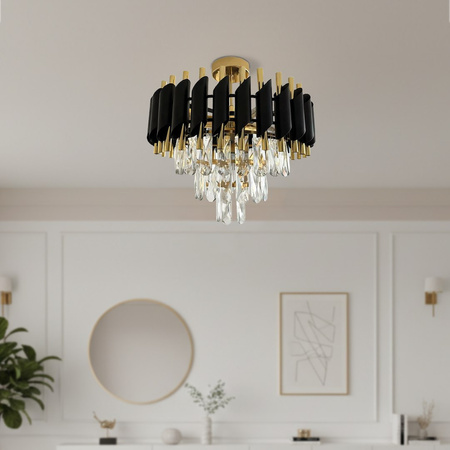 Lampa sufitowa kryształowa czarno-złota Cristal 5xE14 Milagro ML2562