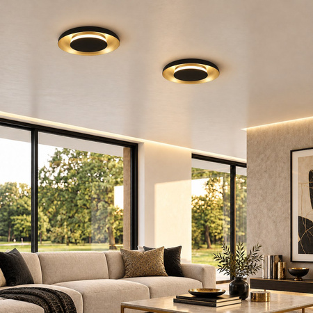 Lampa sufitowa Piattino 25cm 15W LED CCT Czarno-złoty Milagro ML2940