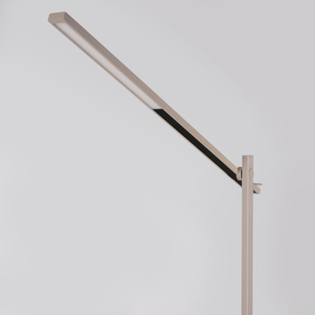 Minimalistyczna beżowa lampa stojąca LED – asymetryczny kształt i lekka forma ONTARIO FLOOR DIMM SWITCH BEIGE Azzardo AZ6804