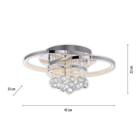 Lampa sufitowa chrom dwa pierścienie z kryształami ROTAZO LED 3000K Paul Neuhaus 6267-17