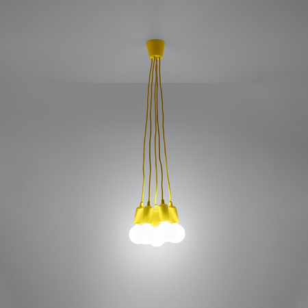 Lampa wisząca DIEGO 5 żółta Sollux SL.0580