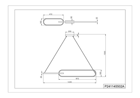 Lampa wisząca dwa owalne pierścienie LED 3000K czarny i złoty RAVON Zuma LIne P241145502A