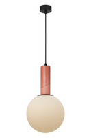 Lampa wisząca biała kula 25cm z ceramiczną łososiową tubą Rainbow 1xE27 Maxlight P0691