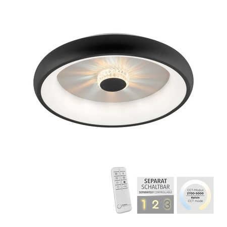 Okrągły czarny plafon sterowany pilotem LED VERTIGO Just Light 14384-18