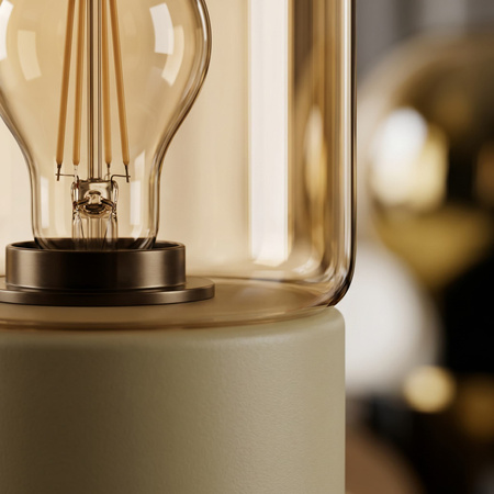 Beżowa lampka stołowa z bursztynowym kloszem VERA Kaja Lighting K-5985