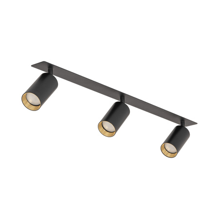 Czarna listwa podtynkowa trzy ruchome czarne tuby AMIS BLACK 3XGU10 Tk Lighting 10808