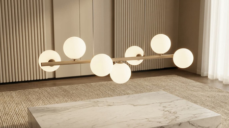 Beżowa lampa wisząca z kloszami do jadalni ARDI Kaja Lighting K-5842