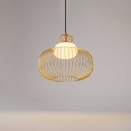 Złota druciana lampa wisząca ze szklanym kloszem 1xG9 Levitation MOD376PL-01G Maytoni