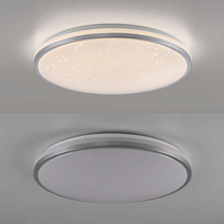 Okrągła lampa sufitowa 49cm z srebrną obramówką z funkcją SwitchMo KYLE LED 3000K Just Light 14295-21
