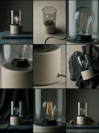 Kaszmirowa lampka na komodę z dymionym kloszem DEX Kaja Lighting K-6051