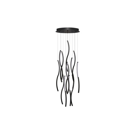 Ekskluzywna lampa wisząca czarne pofalowane elementy FLOW 13 PENDANT 3-STEP DIMM 3000K BK Azzardo AZ6817
