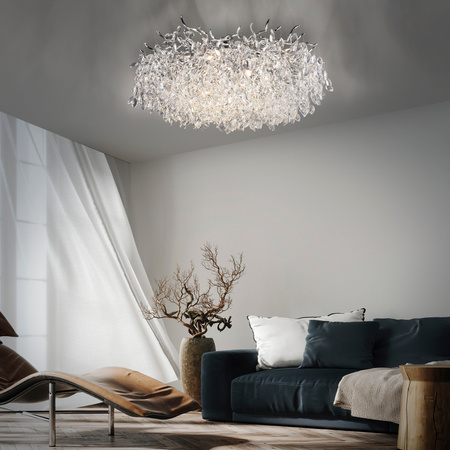 Lampa sufitowa chromowane z kryształkami do salonu o średnicy 80cm 13xG9 RICICLE Paul Neuhaus  6054-17
