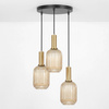 Lampa wisząca trzypunktowa ze złotymi elementami HIRO Kaja Lighting K-5887