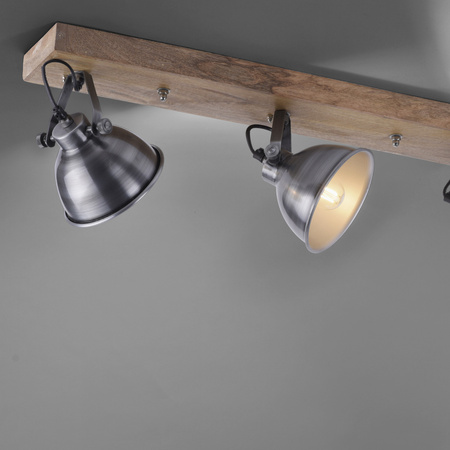 Potrójna lampa sufitowa drewniana ze stalowymi kloszami SAMIA 3xE27 Just Light 11983-77