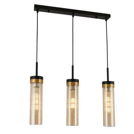 Lampa wisząca czarna potrójna z miodowymi kloszami Malika 3xE27 PL0140-3 Yaskr