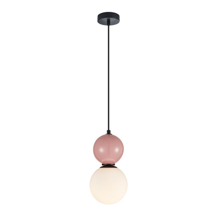Lampa wisząca ciemno różowa kula z białym kloszem o średnicy 15cm 1xE27 Mastal Italux PND-36603-1S-BK-PK