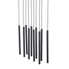 Lampa wisząca 10 metalowych cienkich karbowanych rurek na prostokatnej podstawie FERRO BLACK 10XG9 LISTWA 10xG9 Tk Lighting 11489