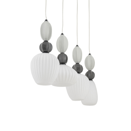 Czteropunktowa lampa wisząca na listwie z ceramicznymi dekoracjami i ryflowanymi kloszami 4xE27 CORALS Nowodvorski 11976