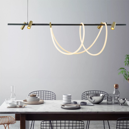 Lampa wisząca BALBO LED Zuma Line 2200277L czarna-złota, regulacja barwy 3000/4000/6000 K