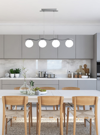 Ramon lampa wisząca chromowy 4x40w g9 klosz biały Candellux 34-01412