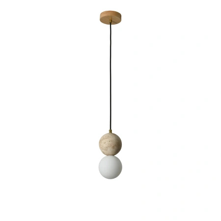 Lampa wisząca biała szklana kula z ozdobą z trawertynu Bilo I 1xG9 PL0135 Yaskr