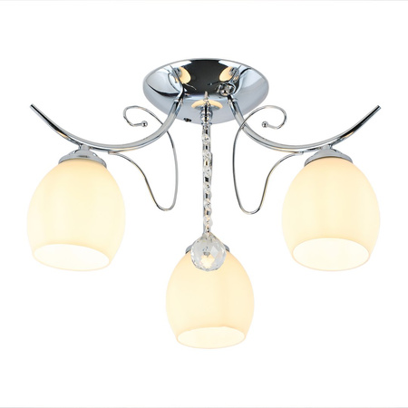 Chromowana stylowa lampa sufitowa z trzema mlecznymi kloszami ELLA 3xE27 Milagro ML2762