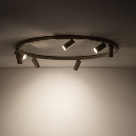Beżowa lampa sufitowa ring 80cm – okrągła forma z punktowymi światłami 7xGU10 FOURTY ROUND Nowodvorski 11948