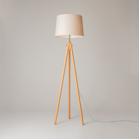 Lampa podłogowa na trójnogu z beżowym abażurem o średnicy 51cm 1xE27 Calvin Z177-FL-01-BR Maytoni