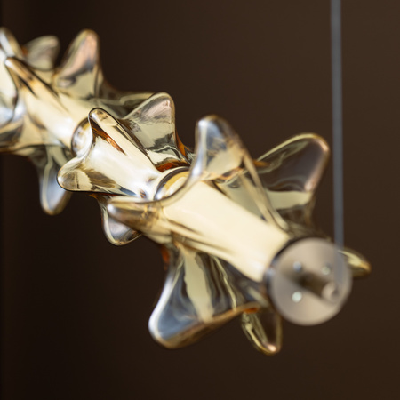 Podłużna pozioma lampa wisząca z efektywnego szkła ELVA BRASS LED 30W Tk Lighting 18216