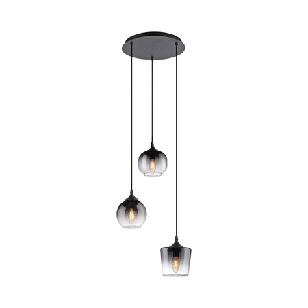 Lampa wisząca czarna z trzema zwisającymi kloszami  ZEA 3xE14 Just Light 15424-18
