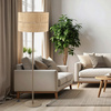 Lampa podłogowa z abażurem z rafii o średnicy 50cm CALMA 1XE27 Tk Lighting 16181