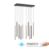 Lampa wisząca 10 cienkich tub MATOWY MOSIĄDZ/CZARNY LED 3000K FLUTE Paul Neuhaus 2110-18 z wbudowanym ściemniaczem