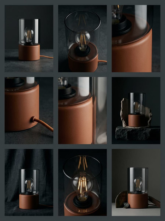 Lampka stołowa na żarówkę E27 w kolorze terakota DEX Kaja Lighting K-6053