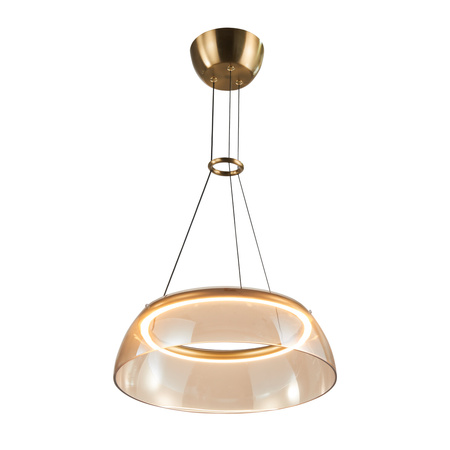 Złota lampa wisząca z bursztynowym szklanym kloszem LED 3000K Torpe Italux PND-24030-1-GD