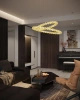 Efektowna złota lampa wisząca dwa okręgi z koralików z kamienia naturalnego LED 3000K Coralys MAXLIGHT P0623D