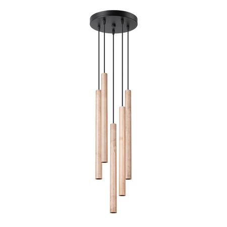 Lampa wisząca tuba drewno PASTELO 5P Sollux SL.1270