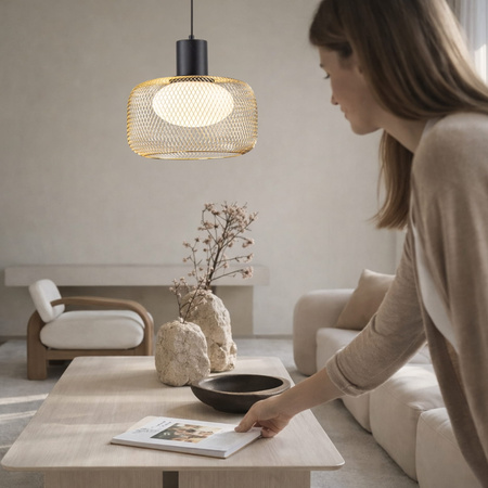 Lampa wisząca siatkowa złota metalowa obudowa wraz z białym kloszem SOPRA 32cm Candellux Studio 31-50960