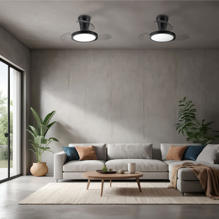 Czarna lampa sufitowa z wentylatorem LED BREEZE BLACK Tk Lighting 18199