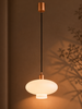 Lampa wisząca w kolorze miedzianym szklany opalowy klosz o średnicy 30cm TRESCO  Argon 8980