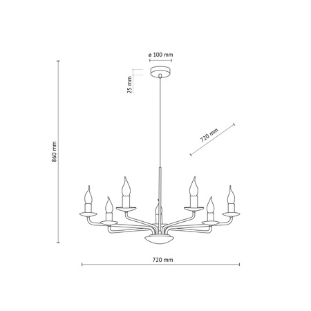 Stylowa lampa wisząca, żyrandol w kolorze sabia LIMAL SABIA 7XE14 Tk Lighting 11346
