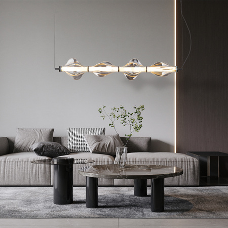 Podłużna pozioma lampa wisząca z efektywnego dymionego szkła ELVA BLACK LED 30W Tk Lighting 18217