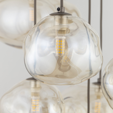 Lampa wisząca 7 nieregularnych wiszących kloszy na okrągłej podstawie w kolorze brązowym NEBIA NEW BROWN 7xG9 Tk Lighting 11792