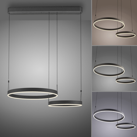 Lampa wisząca dwa czarne okręgi ESKO Paul Neuhaus 2360-18 sterowana pilotem