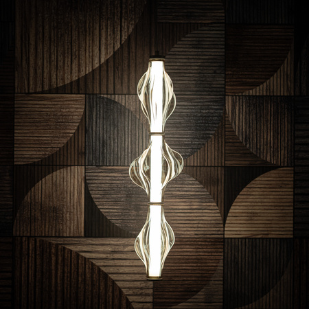 Lampa wisząca pionowe podłużny szklany klosz ELVA BRASS LED 3000K 22W Tk Lighting 18214
