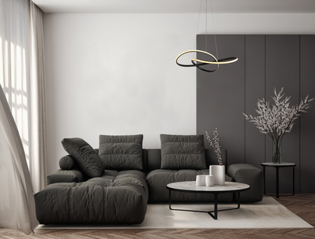 Czarna lampa wisząca LED o średnicy 50cm z wyborem barwy światła Consa Italux PND-19221C-BK