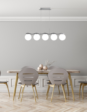 Ramon lampa wisząca chromowy 5x40w g9 klosz biały Candellux 35-01429